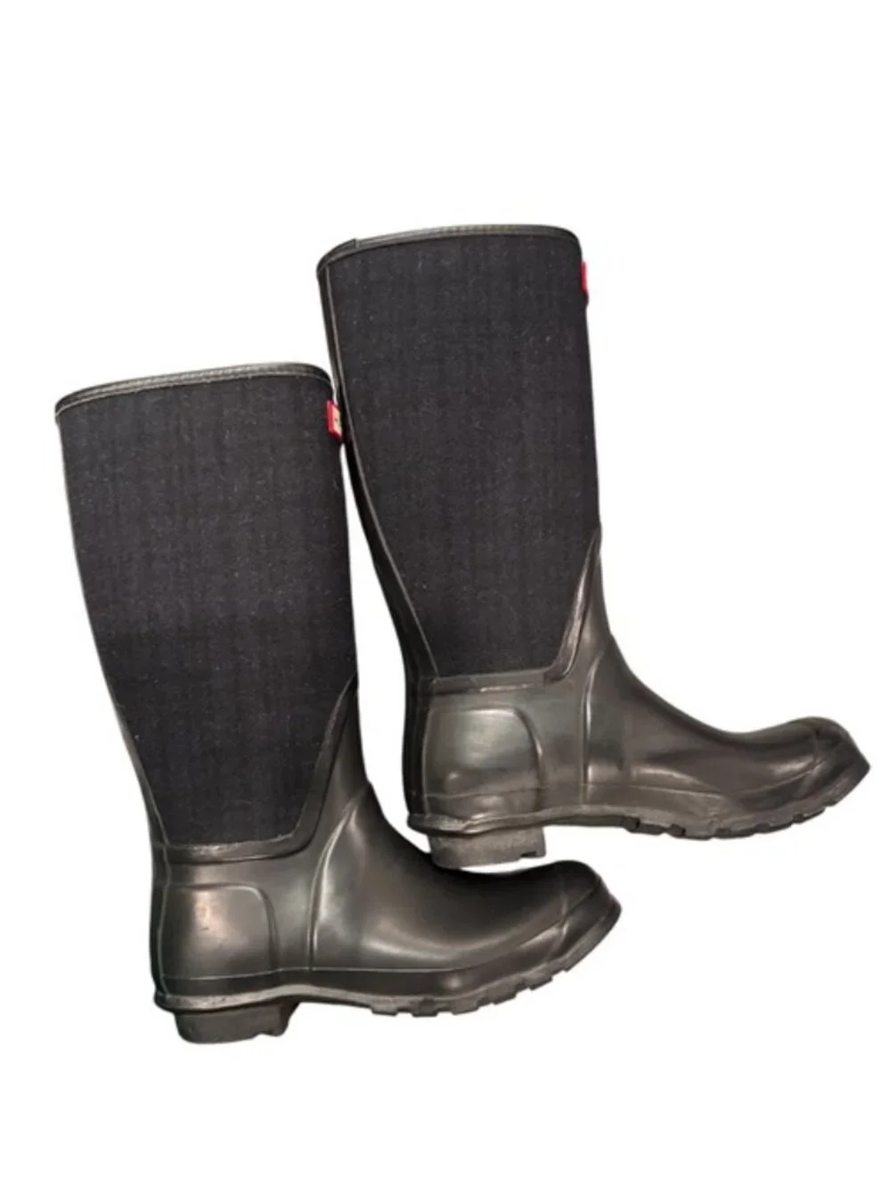 Hunter Arlen Tall Waterproof Boots Women’s 8 Black Rubber Wool Blend Winter